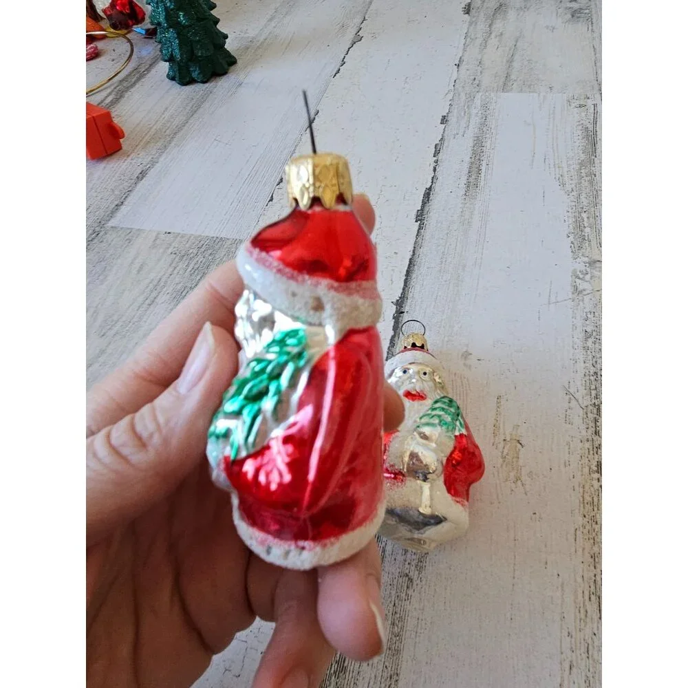 Vintage West Germany Santa tree‎ Glass Mercury ornament figural Xmas tree